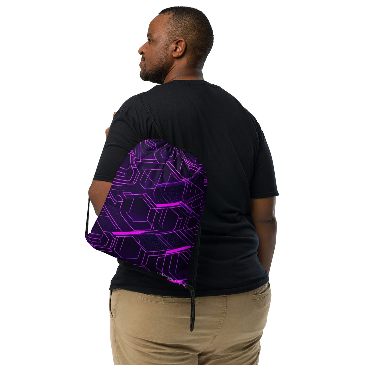 Abstract Neon print Drawstring bag