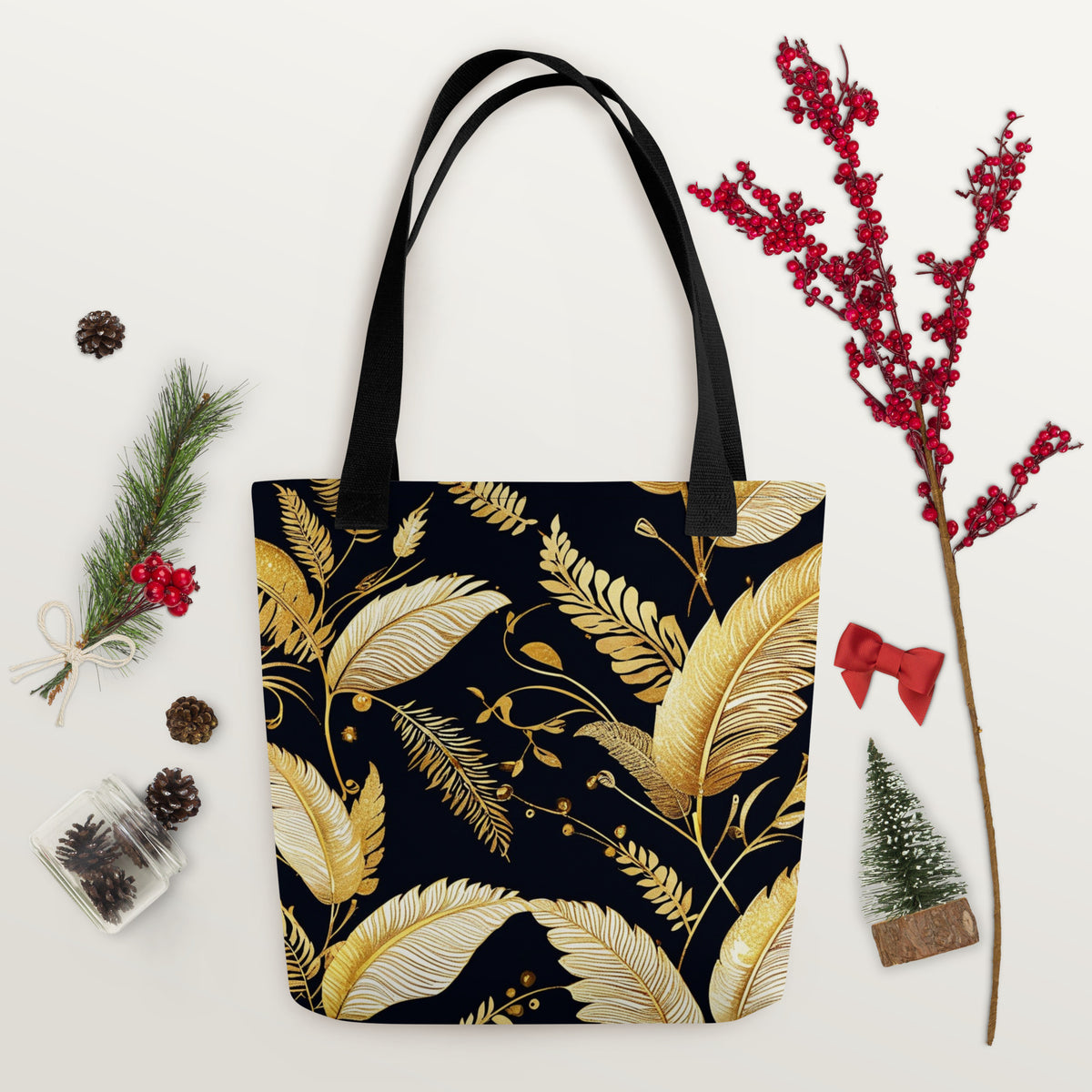 AI Abstract design Black and gold shimmer Tote bag
