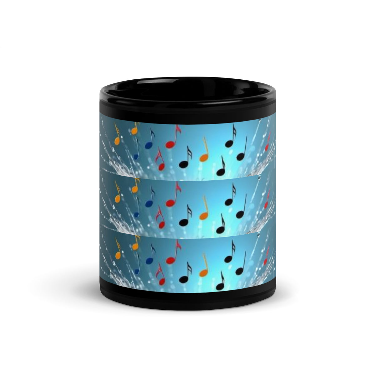 Music Notes Black Glossy Mug