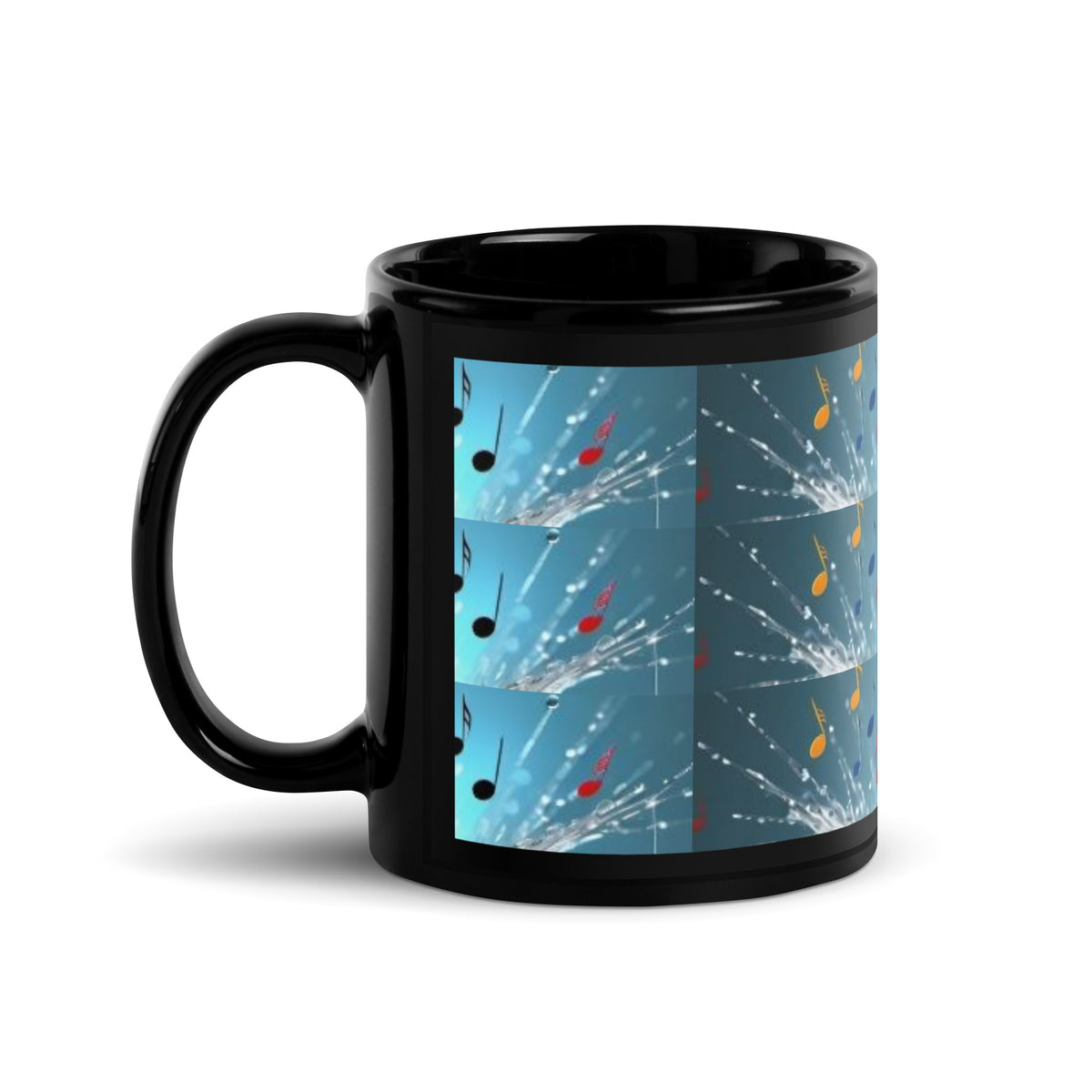 Music Notes Black Glossy Mug