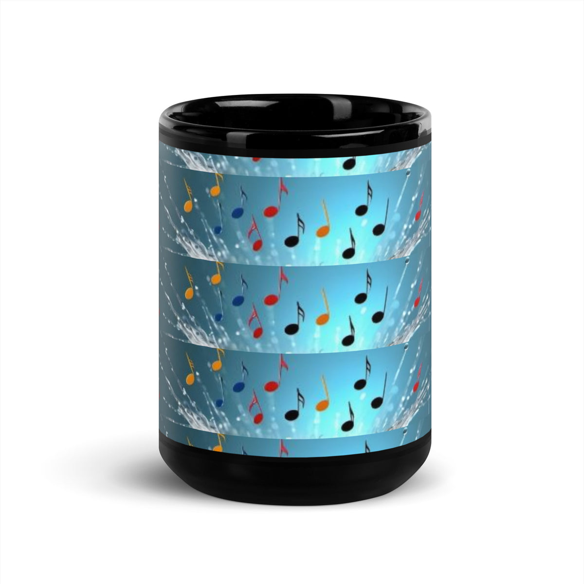 Music Notes Black Glossy Mug