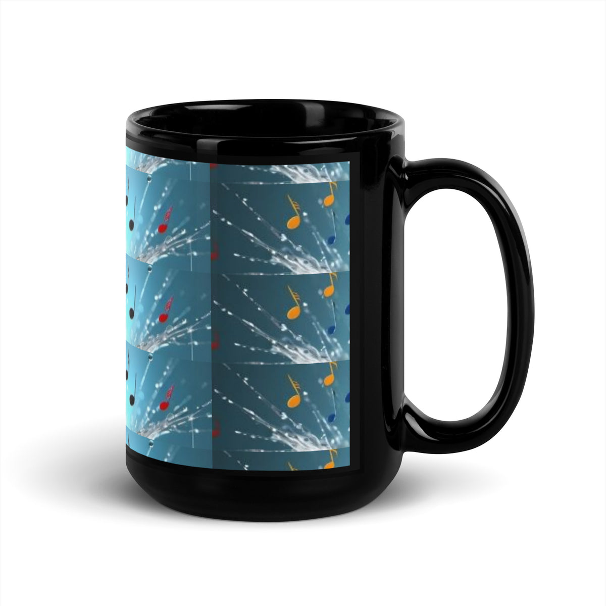 Music Notes Black Glossy Mug