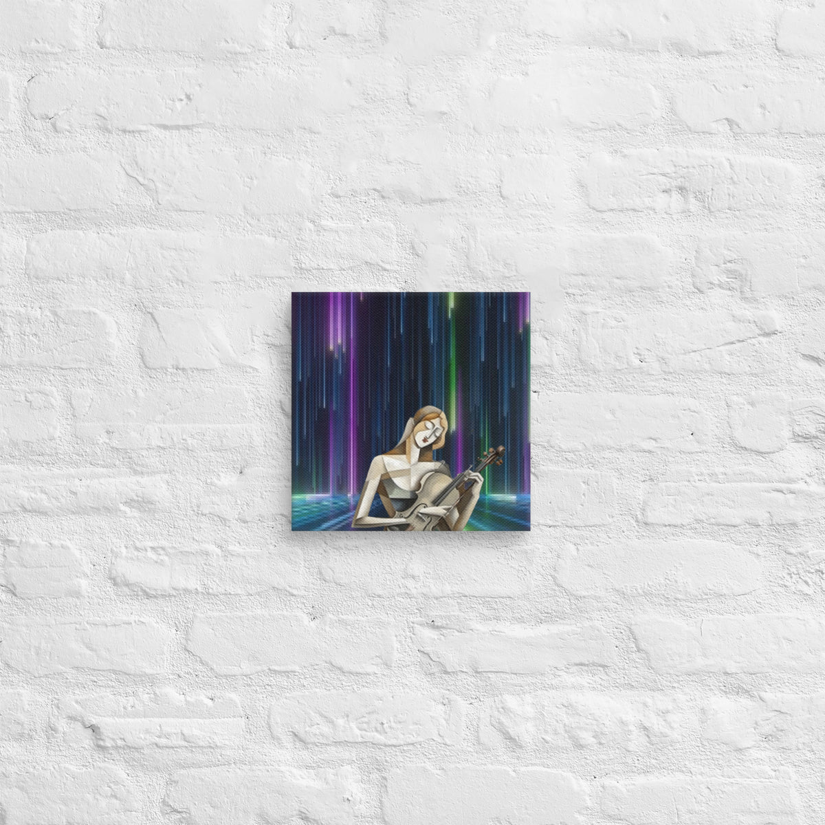 AI fusion Art canvas - Cubism and neon rain