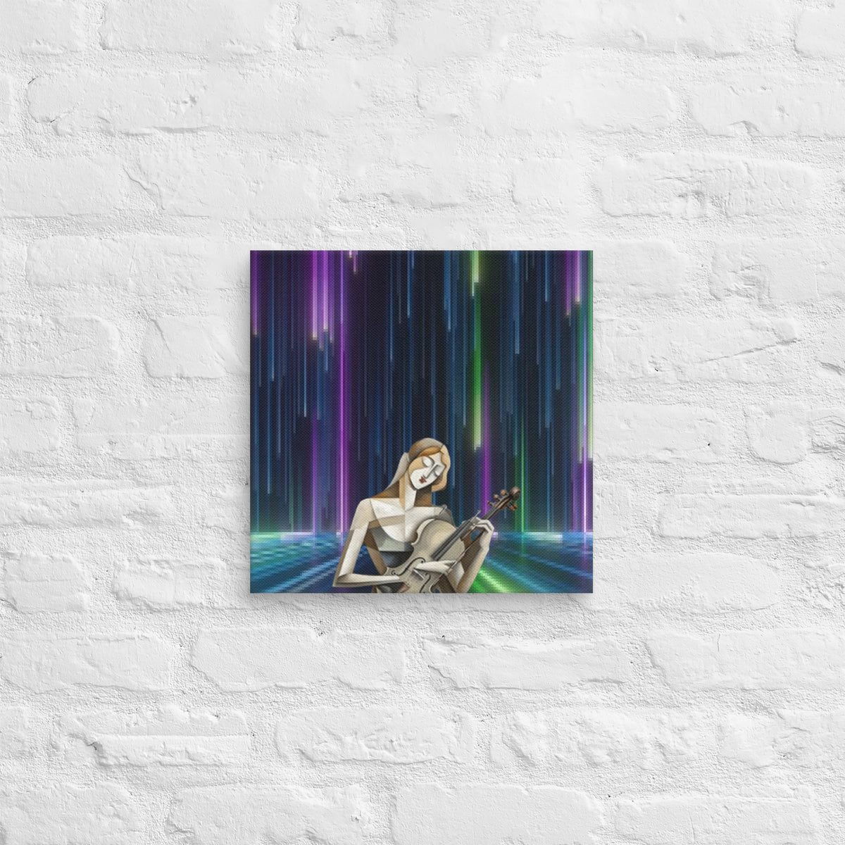 AI fusion Art canvas - Cubism and neon rain